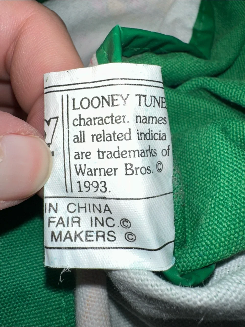Vtg 1993 Looney Tunes Holiday Mischief Canvas Tote Bag